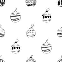 Patrón sin fisuras de bolas de árbol de Navidad dibujadas a mano con garabatos vector