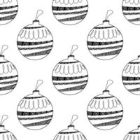Seamless pattern from hand drawn Christmas tree balls with doodles