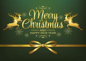 merry christmas art vector green and gold