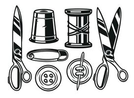 Set vector illustrations of tailor tools