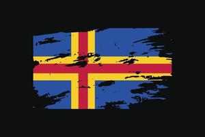 Grunge Style Flag of the Aland. Vector illustration.