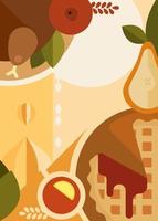 Abstract poster with thanksgiving dinner. Holiday placard design. vector