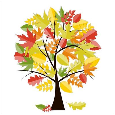 Shiny Autumn Natural Tree Background. Vector Illustration
