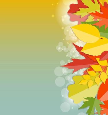 Shiny Autumn Natural Leaves Background. Vector Illustration