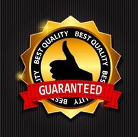 Best Quality Guaranteed Gold Label with Red Ribbon Vector Illust