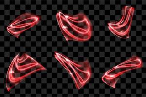Set of red special effect abstract glow light graphic element design vector
