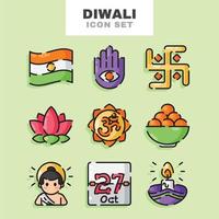 conjunto de iconos de diwali vector