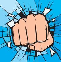 Fist Breaking Through Glass vector