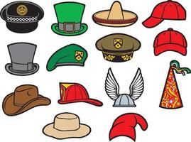 colección de iconos de sombreros vector