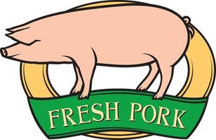 etiqueta de cerdo fresca vector