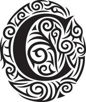 Letter C Tattoo Tribal Design vector