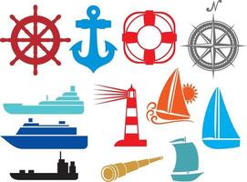 Marine Elements Icons vector