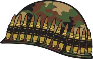 Military Helmet and Ammunition Belt vector