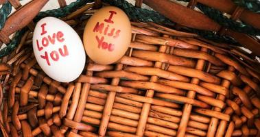 I love you and I miss You Writes on Eggs photo