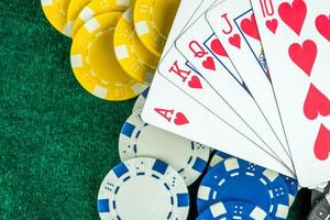 Gambling Poker Cards and Money Coins