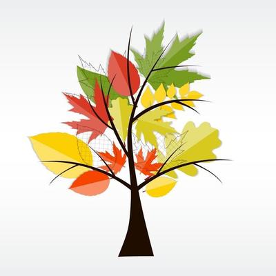 Shiny Autumn Natural Tree Background. Vector Illustration