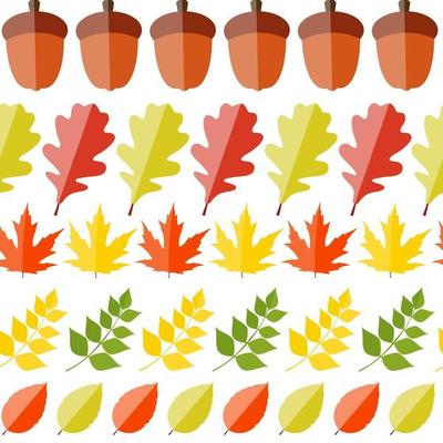Shiny Autumn Natural Leaves Seamless Pattern Background.