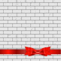 Background of Brick Wall Texture with Bow and Ribbon Vector Illu