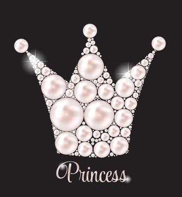 Princess Crown Pearl Background Vector Illustration.