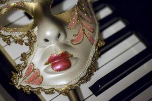 Abstract Vintage Venice Mask Costune and Piano Keys photo