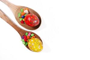 Colorful Paschal Easter Eggs and Wooden Spoon Celebration photo