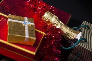 Christmas Birthday Valentine's Day Champagne Gift Box Concept photo