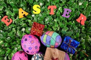 Paschal Easter Eggs Holiday Celebration in Spring Time photo