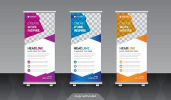 Plantilla de banner enrollable de negocios corporativos con diseño abstracto vector