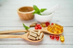 Alternative medicine herbal organic capsule with vitamin E omega 3 photo
