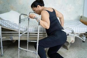 Asia lady woman patient falling in living room photo