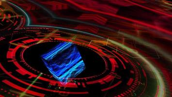 Quantum futuristic technology computer with digital cube reflection photo