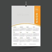 orange colored 12 month 2022 calendar design vector