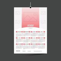 red colored 12 month 2022 calendar design vector