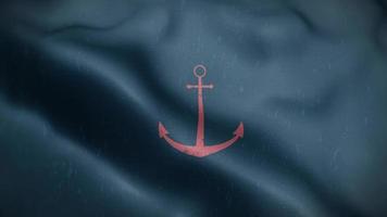 Red Anchor Over a Dark Blue Flag Background video