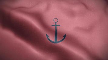 Black Anchor Over a Pale Red Flag Background video