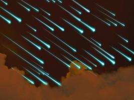 Blue meteors raining on dark night sky photo