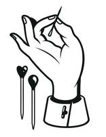 Vector illustration of a hand with a needle