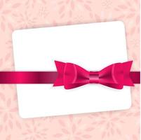 Valentine Day Card with Bow and Ribbon Vector Illustration