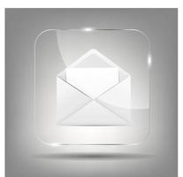 icono de correo en la ilustración de vector de botón de vidrio