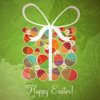 Easter card template - gift box from eggs vector