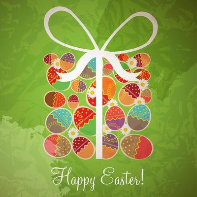 Easter card template - gift box from eggs