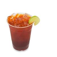 ice tea with lemon on white background with clipping path photo