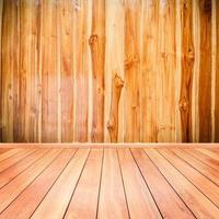 Wooden interior background of floor and wall photo