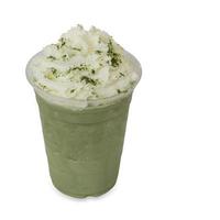 green tea smoothie in glass on white background with clipping path photo