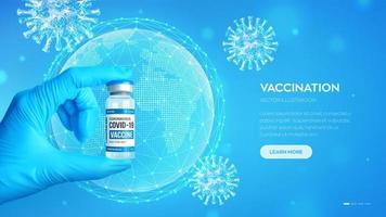 Vial de vacuna contra el coronavirus covid-19. vacunación. vector