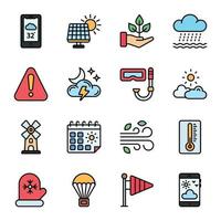 Weather Colored Line Icons vector