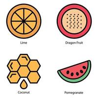 Fruits and Vegetables Colored Line vector