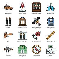 Military Colored Line Icons vector