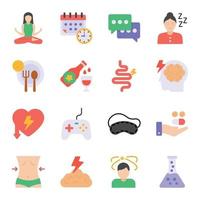 Anxiety and Depression Flat Icons vector