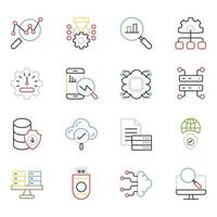 Big Data and Science Colored Line Icons vector